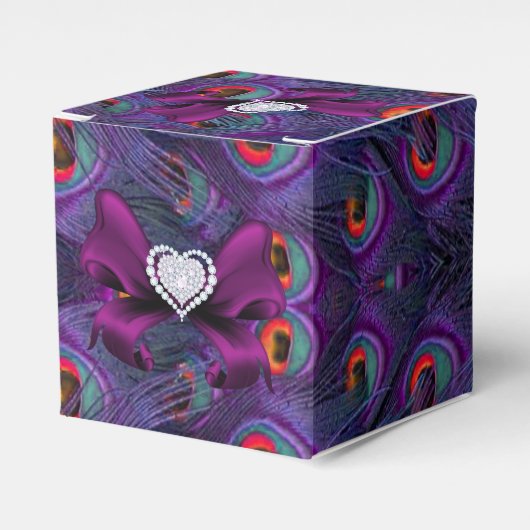 Ballotins Plum Purple Peacock Mariage Favor Box (Verso)