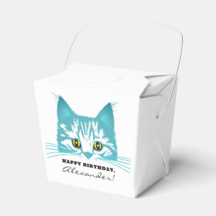 Ballotins Pochoir de chat sarcelle moderne amusant typo gras