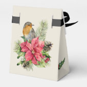 Ballotins poinsettia de Noël, robin, pin, cônes, saint (Arrière)