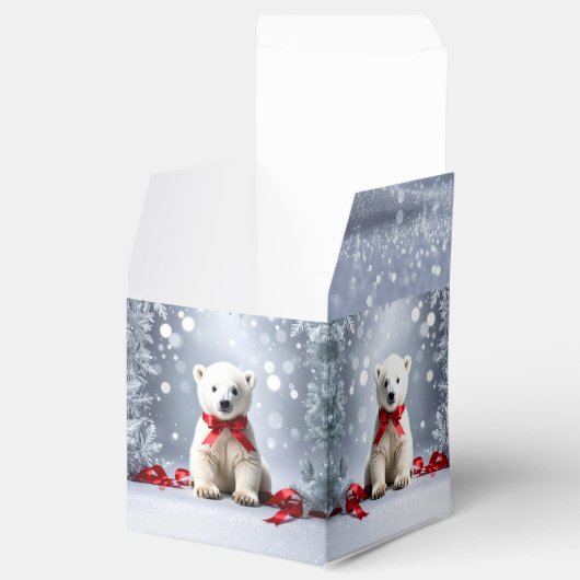 Ballotins Polar Bear Christmas Holiday Favor Box (Ouvert)