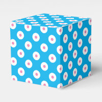 Polka bleu simple et gai, blanc et rose pointillé