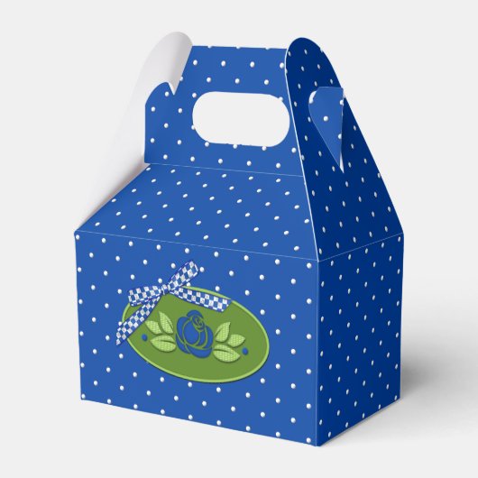 Ballotins Polka Dot Roses Blue Gable Party Favoriser Box (Verso)