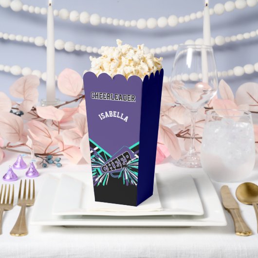 Ballotins Pom-pom girl en violet, Turquoise et noir (Mariage)