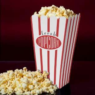 Ballotins Popcorn de film frais rayé rouge et blanc