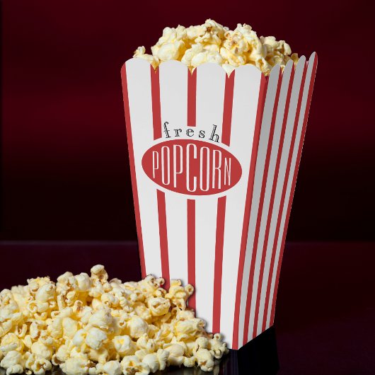 Ballotins Popcorn de film frais rayé rouge et blanc