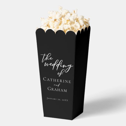 Ballotins Popcorn Personnalisé Mariage Noir Blanc Chic (Sauté)