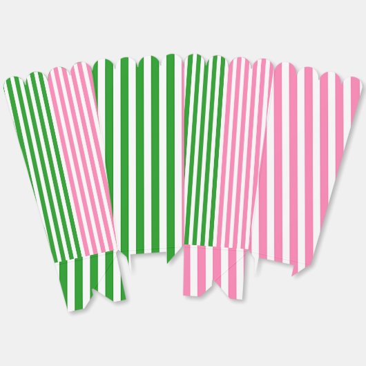 Ballotins Popcorn rayures rose et vert (Déplié)