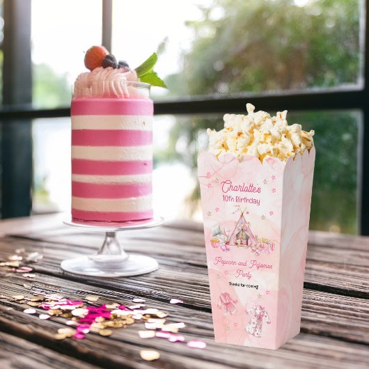Ballotins Popcorn rose et Pyjamas Swood fête d'anniversaire