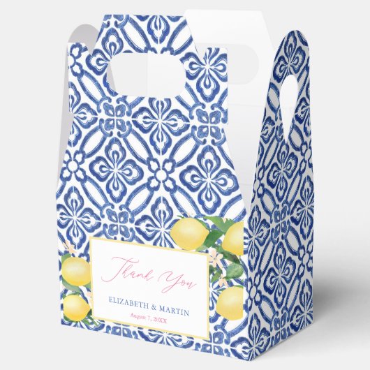 Ballotins Positano Lemons Cobalt Bleu Blanc Motif Mariage (Ouvert)