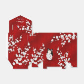 Ballotins Poupée Kokeshi Rouge Noir Blanc Cerisier Fleurs Fa (Déplié)