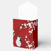 Ballotins Poupée Kokeshi Rouge Noir Blanc Cerisier Fleurs Fa (Ouvert)
