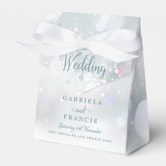 Ballotins Premier Snowflakes hiver Boîte de mariage Favor (Verso)