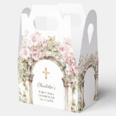 Ballotins Première communion Arceau de fleurs roses (Ouvert)