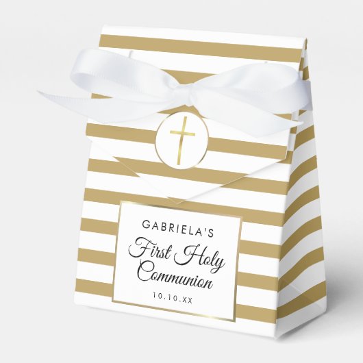Ballotins Première communion élégante à rayure dorée (Verso)