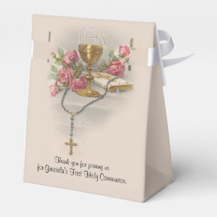 Ballotins Première Communion traditionnelle Rosaire Roses