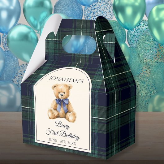 Ballotins Preppy Blue Bow Teddy Bear Tartan Birthday 