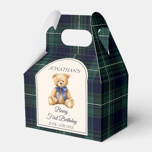 Ballotins Preppy Blue Bow Teddy Bear Tartan Birthday  (Verso)