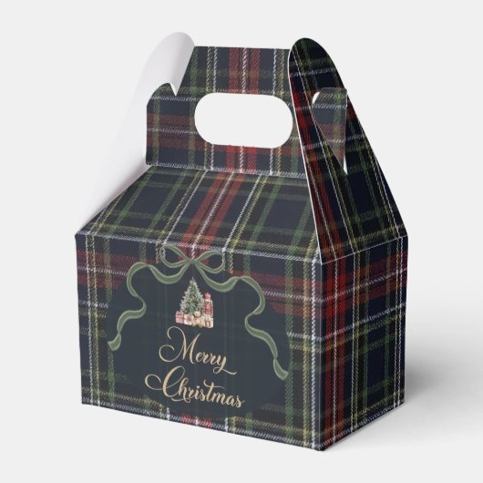 Ballotins Preppy Tartan Plaid Christmas Party Favor Boxes (Verso)