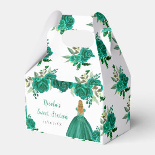 Ballotins Princesse aux Cheveux Blonds Fleurs Florales Verte