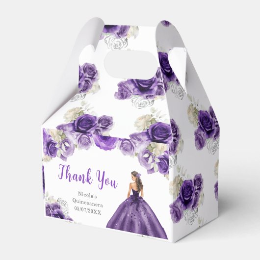 Ballotins Princesse en robe violette Quinceanera Merci (Verso)