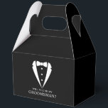 Ballotins Proposition de fabricant de costume Tuxedo noir<br><div class="desc">Rendre votre Mariage inoubliable - Ajoutez une touche personnelle à un ballotin de proposition de toiletteur avec une combinaison de tuxedo et une illustration de cravate avant,  avec un message de proposition dans une police serif classique.</div>