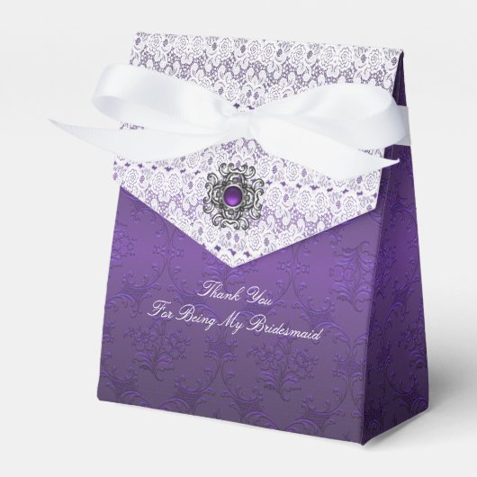 Ballotins Purple Damask et dentelle Mariage Favor boîte cade (Verso)