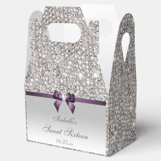 Ballotins Purple Faux Bow Séquins d'argent doux 16 (Ouvert)