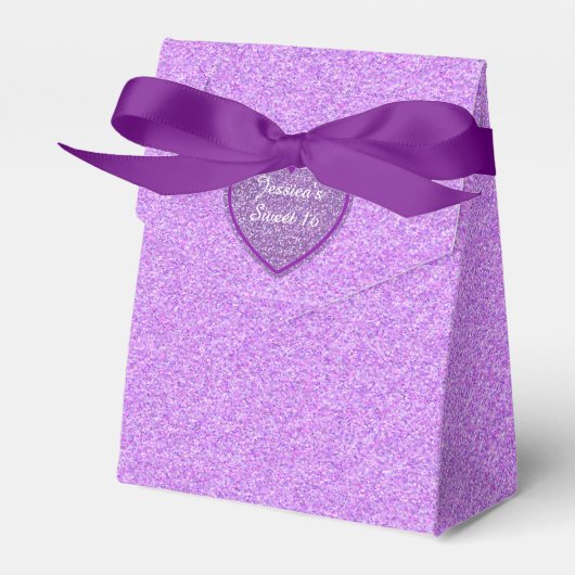 Ballotins Purple Glitter Sweet 16 Favor boîte cadeau (Verso)