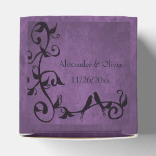 Ballotins Purple Lovebirds Photo Wedding Favor Box