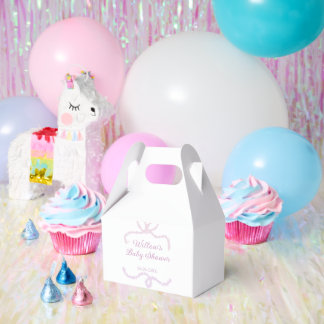 Ballotins purple pink glitter bow baby shower name date eleg