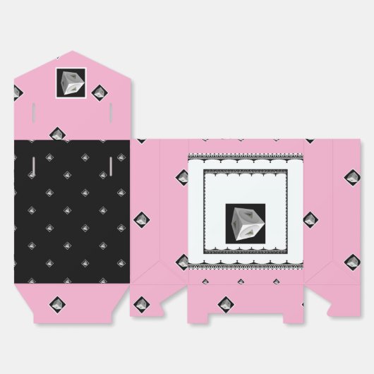 Ballotins Pyramide Cube noir blanc rose (Déplié)