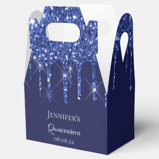 Ballotins Quinceanera bleu marine parties scintillant blanch (Ouvert)
