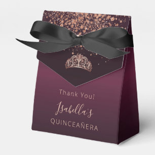 Ballotins Quinceañera bordeaux rose or tiara merci
