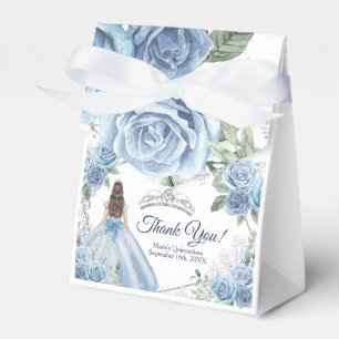 Ballotins Quinceañera Dusty Blue Flowers Party Favoriser Box