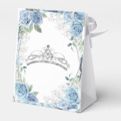 Ballotins Quinceañera Dusty Blue Flowers Party Favoriser Box (Arrière)