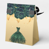 Ballotins Quinceanera fleurons or vert robe merci (Arrière)