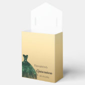 Ballotins Quinceanera fleurons or vert robe merci (Ouvert)