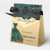 Ballotins Quinceanera fleurons or vert robe merci (Verso)