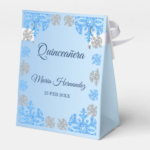 Ballotins Quinceañera Ice Blue Silver Winter Snowflake