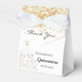 Ballotins Quinceanera robe blanche or merci (Verso)