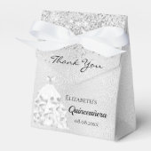 Ballotins Quinceanera robe d'argent merci (Verso)