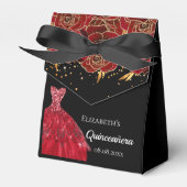 Ballotins Quinceanera robe rouge noire fleurs merci (Verso)