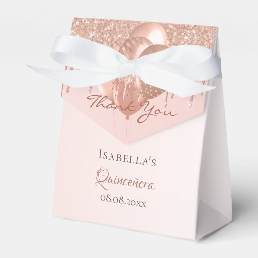 Ballotins Quinceanera rose gold glitter drips thank you (Verso)