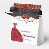 Ballotins Quinceanera rouge flores blancs robe merci (Verso)