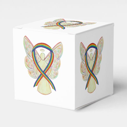 Ballotins Rainbow Awareness Ribbon Angel Party Favoriser Box (Verso)