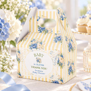 Ballotins Rayure jaune florale Baby Shower Bleu Héritage