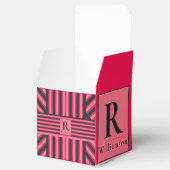 Ballotins Rayures roses Charbon Monogramme éditable Élégant (Ouvert)