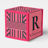 Ballotins Rayures roses Charbon Monogramme éditable Élégant (Arrière)