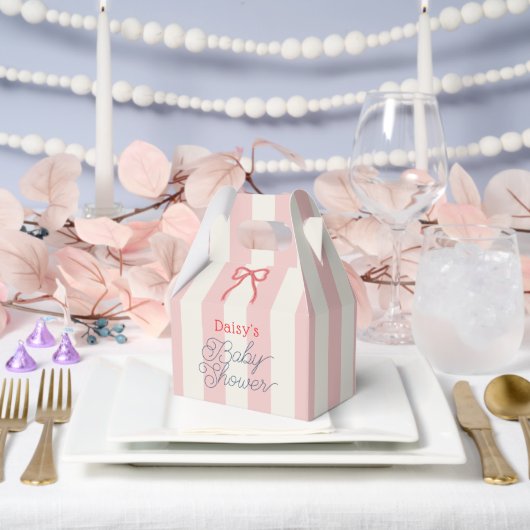 Ballotins Red Bow & Pink Stripes Baby Shower (Mariage)