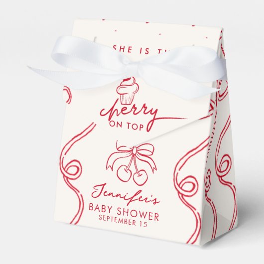 Ballotins Red Cherry Cupcake Baby shower fille rose (Verso)